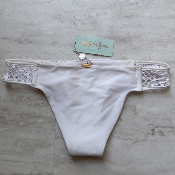 Luli Fama Carnaval White Crochet Swim Bottoms NWT IR - M - Picture 2 of 6
